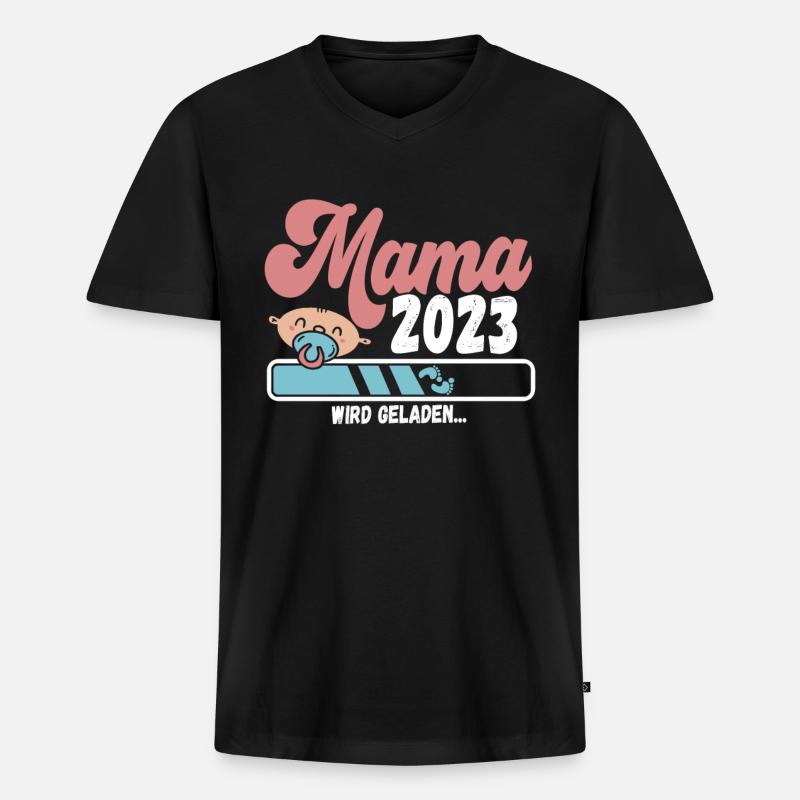 Werdende Mama 2023 - Männer Premium Bio T-Shirt mit V-Ausschnitt - Schwarz