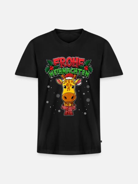 Frohe Weihnachten - Männer Premium Bio T-Shirt mit V-Ausschnitt - Schwarz