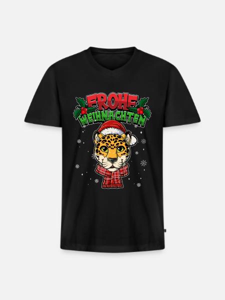 Frohe Weihnachten - Männer Premium Bio T-Shirt mit V-Ausschnitt - Schwarz