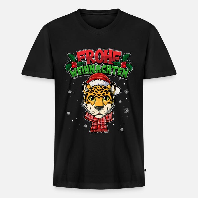 Frohe Weihnachten - Männer Premium Bio T-Shirt mit V-Ausschnitt - Schwarz