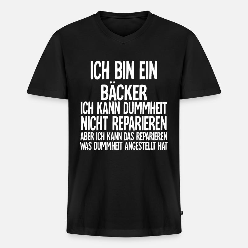 Bäcker - Männer Premium Bio T-Shirt mit V-Ausschnitt - Schwarz