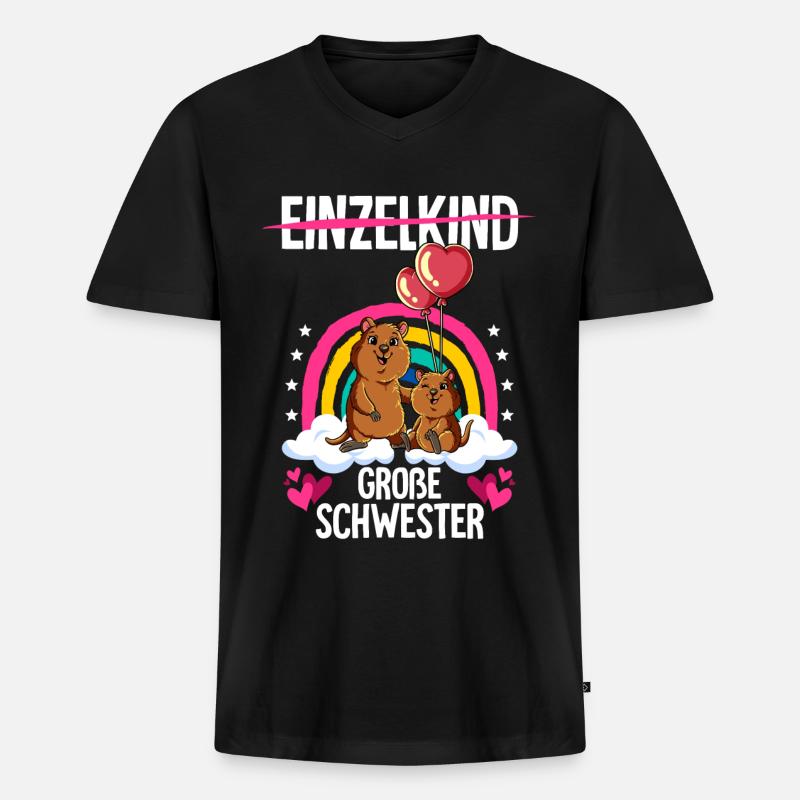 Ich werde Große Schwester Quokka - Männer Premium Bio T-Shirt mit V-Ausschnitt - Schwarz