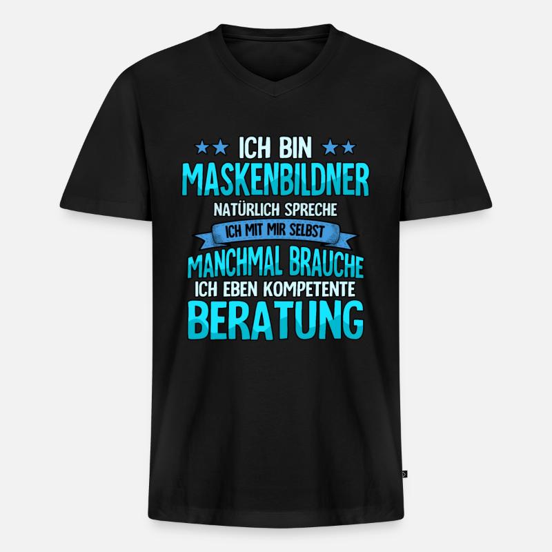 Maskenbildner - Männer Premium Bio T-Shirt mit V-Ausschnitt - Schwarz