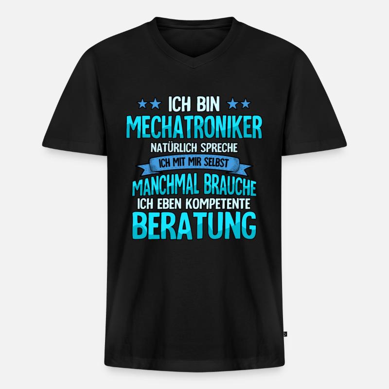 Mechatroniker - Männer Premium Bio T-Shirt mit V-Ausschnitt - Schwarz