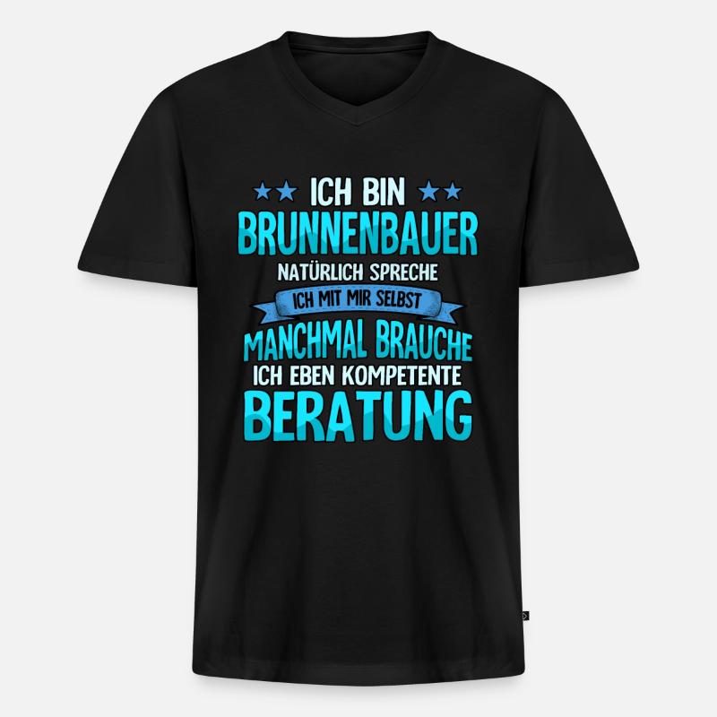 Brunnenbauer - Männer Premium Bio T-Shirt mit V-Ausschnitt - Schwarz