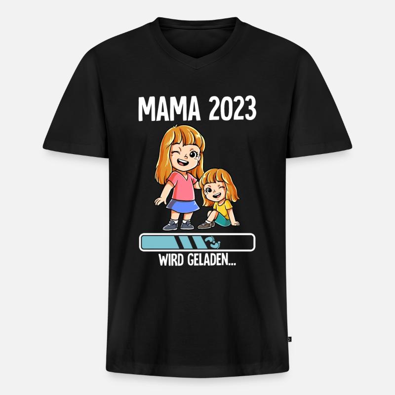 Werdende Mama 2023 - Männer Premium Bio T-Shirt mit V-Ausschnitt - Schwarz