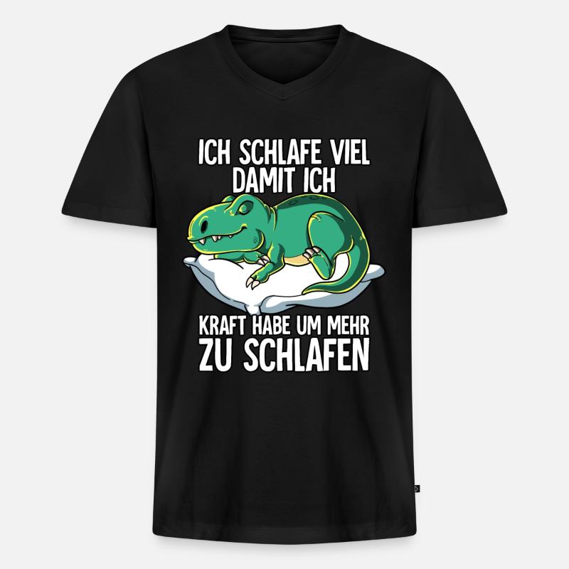 Ich Schlafe T-rex - Männer Premium Bio T-Shirt mit V-Ausschnitt - Schwarz