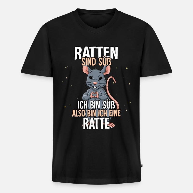 Ratten Sind Süß Ratte - Männer Premium Bio T-Shirt mit V-Ausschnitt - Schwarz