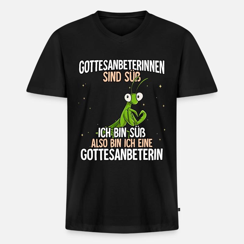 Gottesanbeterinnen Sind Süß Gottesanbeterin - Männer Premium Bio T-Shirt mit V-Ausschnitt - Schwarz