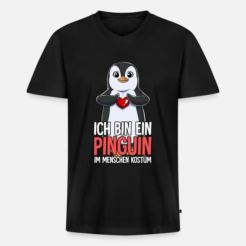 Ich Bin Ein Pinguin - Männer Premium Bio T-Shirt mit V-Ausschnitt - Schwarz