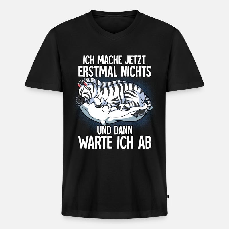 Langschläfer Zebra Müde Schlaf - Männer Premium Bio T-Shirt mit V-Ausschnitt - Schwarz