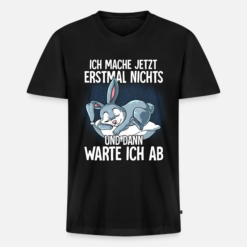 Langschläfer Hase Müde Schlaf - Männer Premium Bio T-Shirt mit V-Ausschnitt - Schwarz