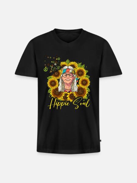 60-talets 70-talskostym Hippie Soul - Ekologisk premium-T-shirt med V-ringning herr - svart