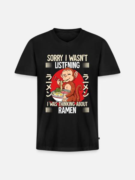 Sorry I Wasn't Listening I Was Thinking About - Men's Premium Organic T-shirt with V-neck - black