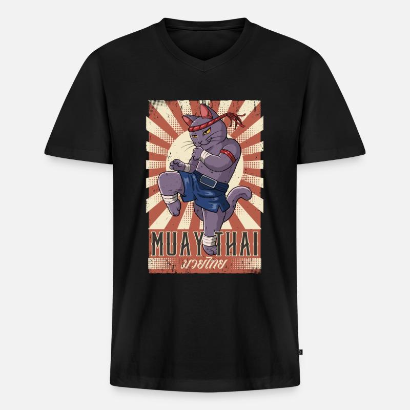 Muay Thai - Männer Premium Bio T-Shirt mit V-Ausschnitt - Schwarz