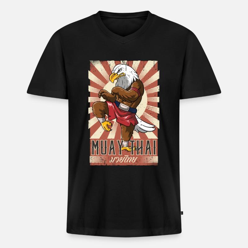 Muay Thai - Männer Premium Bio T-Shirt mit V-Ausschnitt - Schwarz