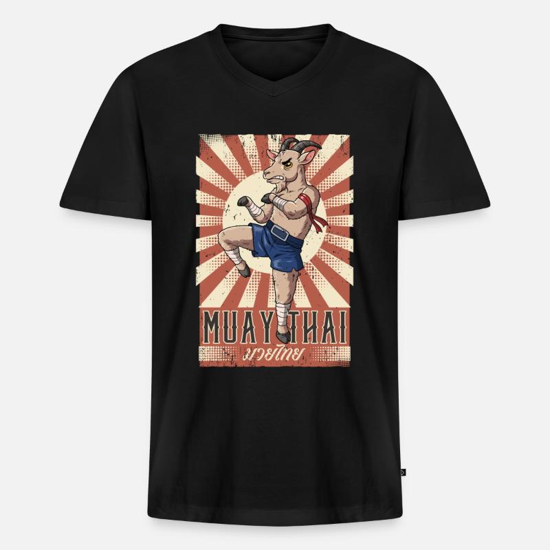 Muay Thai - Männer Premium Bio T-Shirt mit V-Ausschnitt - Schwarz