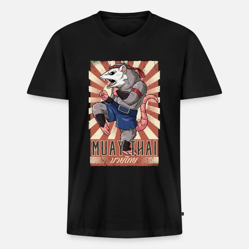 Muay Thai - Männer Premium Bio T-Shirt mit V-Ausschnitt - Schwarz