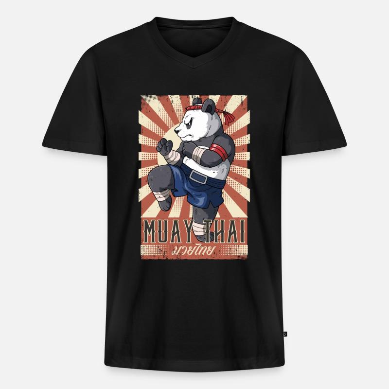 Muay Thai - Männer Premium Bio T-Shirt mit V-Ausschnitt - Schwarz