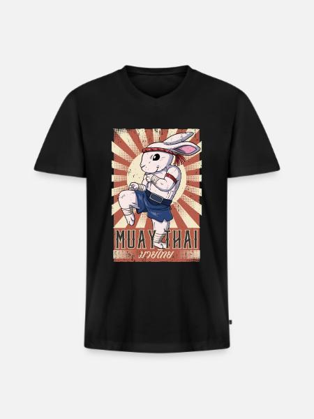 Muay Thai - Men's Premium Organic T-shirt with V-neck - black
