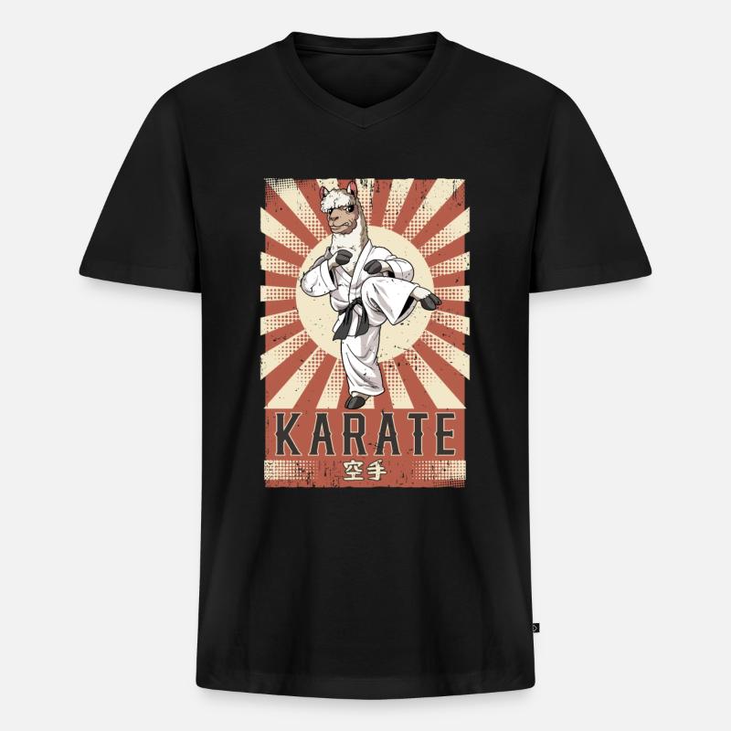 Karate - Männer Premium Bio T-Shirt mit V-Ausschnitt - Schwarz