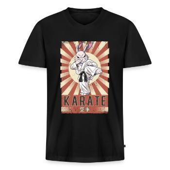 Karate - Männer Premium Bio T-Shirt mit V-Ausschnitt - Schwarz - Vorne - Nico (187cm)