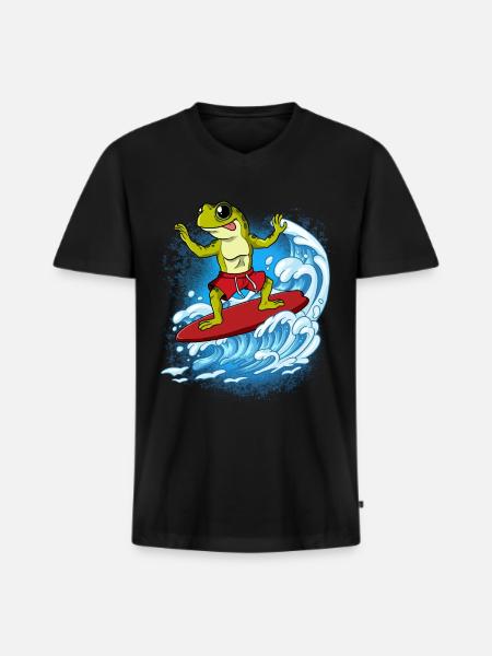 Wave surfers Surfers Surfers - Men's Premium Organic T-shirt with V-neck - black