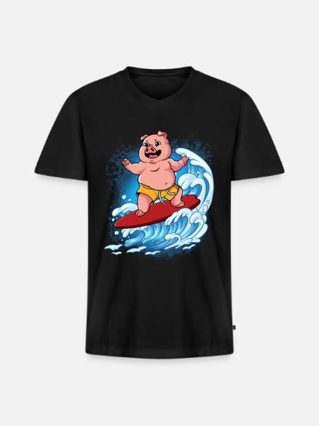 Wave surfers Surfers Surfers - Men's Premium Organic T-shirt with V-neck - black