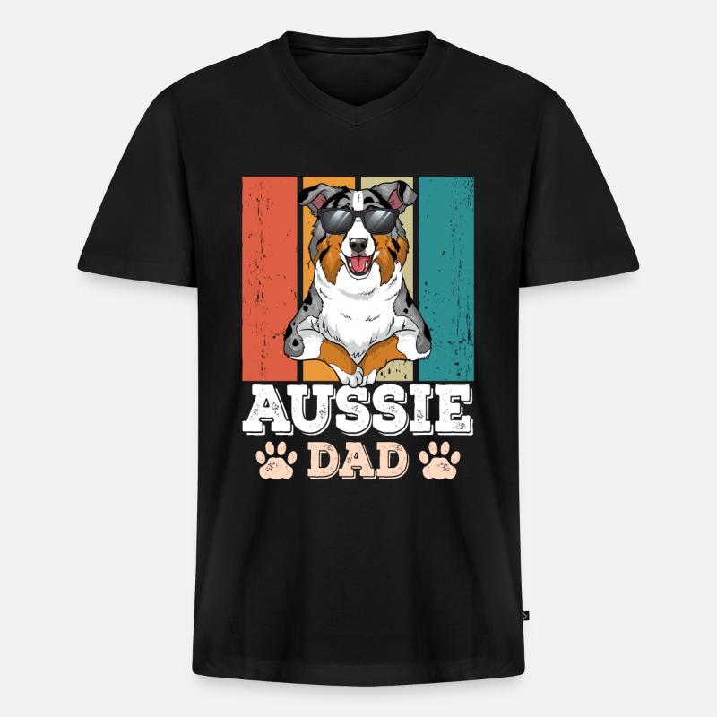 Aussie Dad - Männer Premium Bio T-Shirt mit V-Ausschnitt - Schwarz