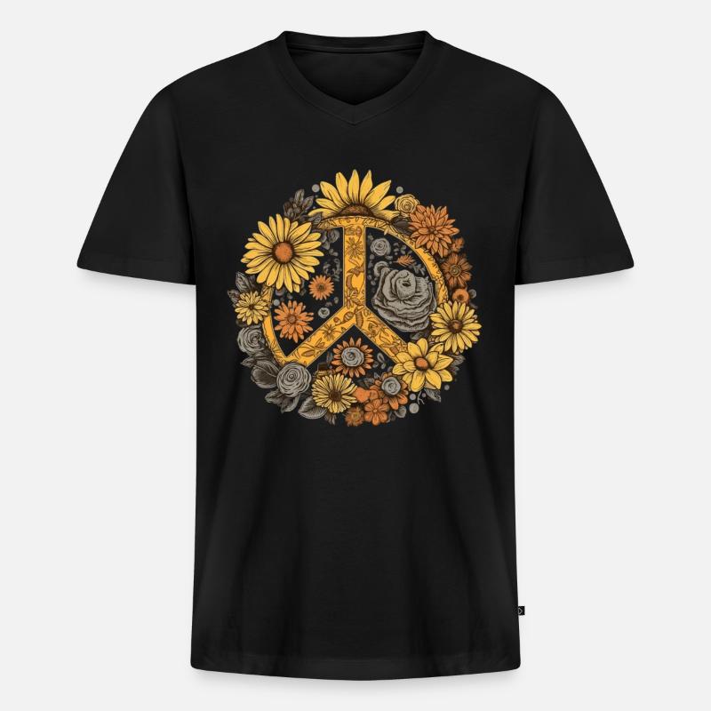 Kostüm Hippie Peace Zeichen - Männer Premium Bio T-Shirt mit V-Ausschnitt - Schwarz