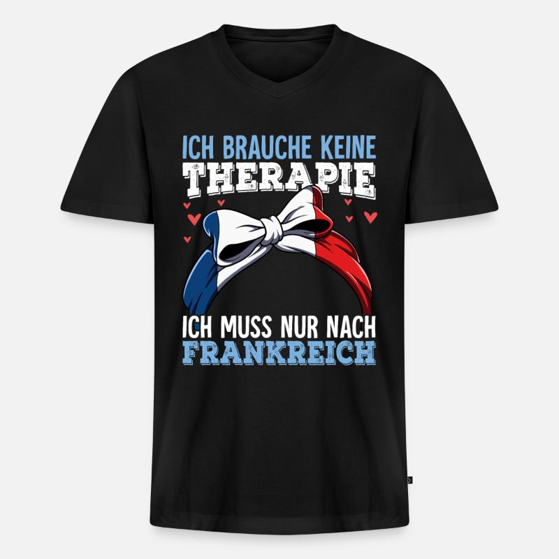 Frankreich - Männer Premium Bio T-Shirt mit V-Ausschnitt - Schwarz