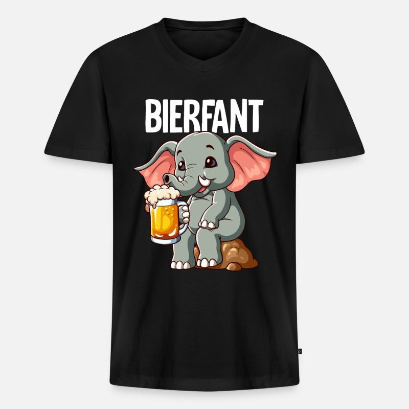 Bierfant Elefant Bier - Männer Premium Bio T-Shirt mit V-Ausschnitt - Schwarz
