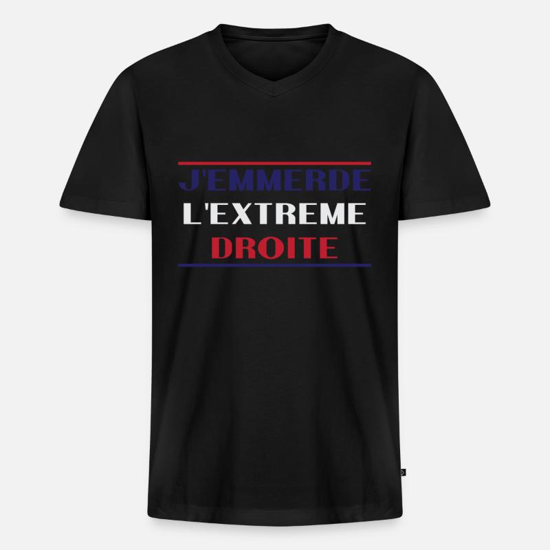 Scheiß auf die extreme Rechte - Männer Premium Bio T-Shirt mit V-Ausschnitt - Schwarz