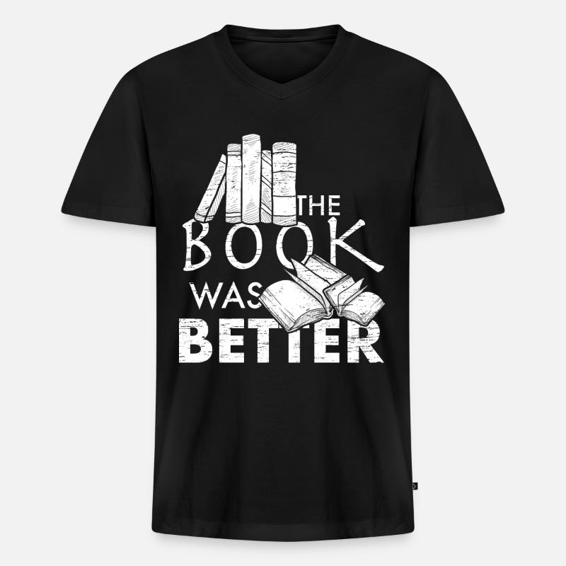 Das Buch war besser - Männer Premium Bio T-Shirt mit V-Ausschnitt - Schwarz