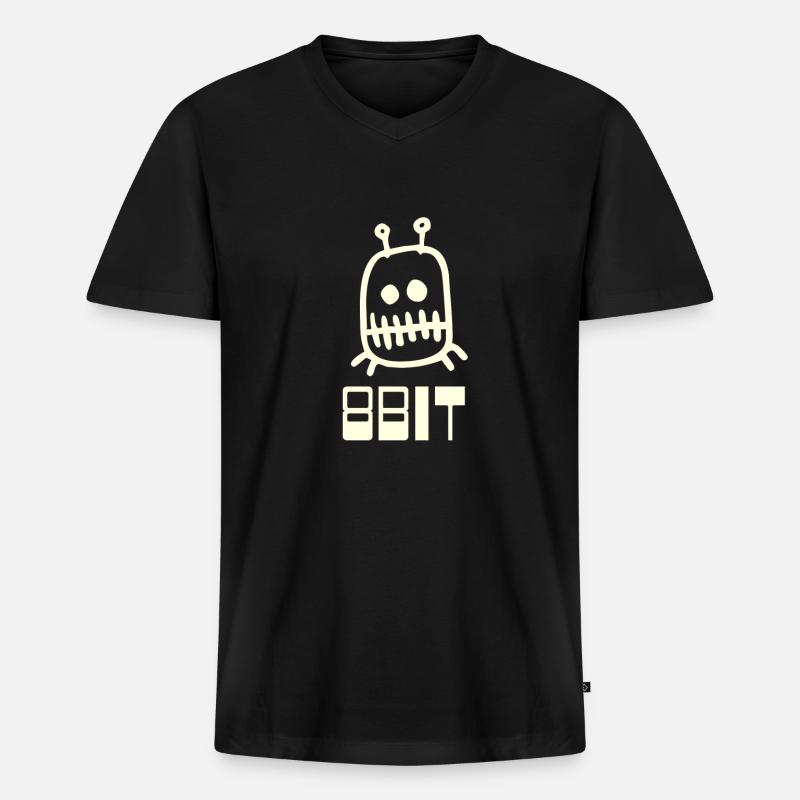 8bit Computer - Männer Premium Bio T-Shirt mit V-Ausschnitt - Schwarz