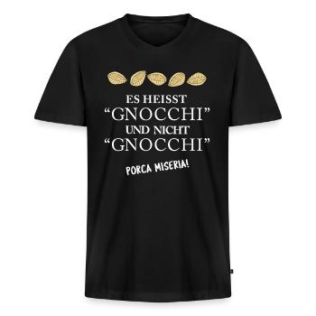 Nudel Pasta Spruch Italienische Aussprache - Männer Premium Bio T-Shirt mit V-Ausschnitt - Schwarz - Vorne - Nico (187cm)