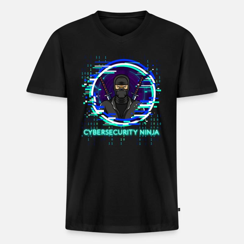 Cybersecurity Ninja Code Programmierer Nerd - Männer Premium Bio T-Shirt mit V-Ausschnitt - Schwarz