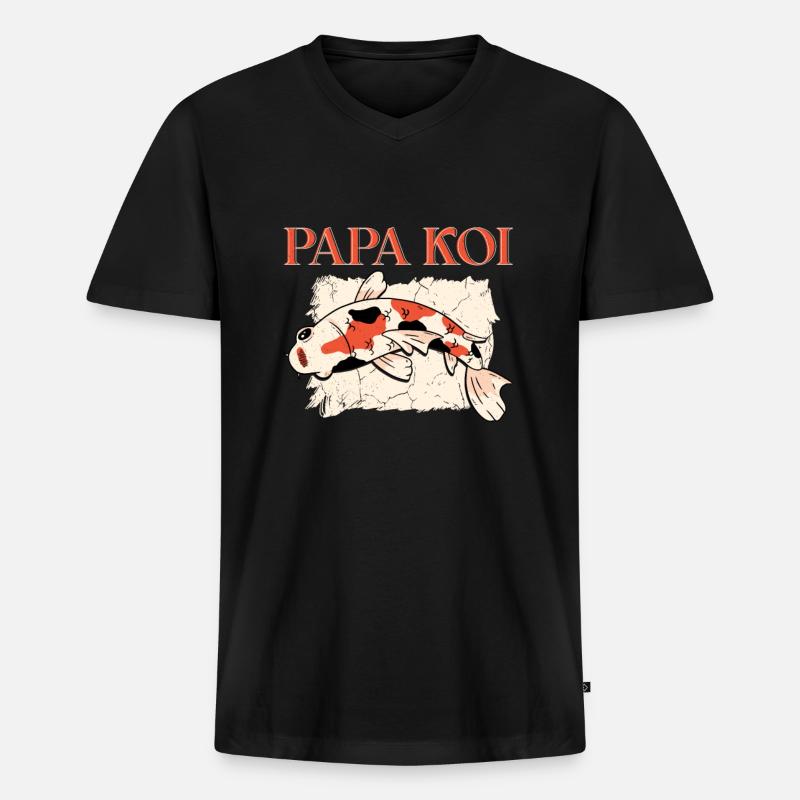 Koi-Fisch Japanisch - Männer Premium Bio T-Shirt mit V-Ausschnitt - Schwarz
