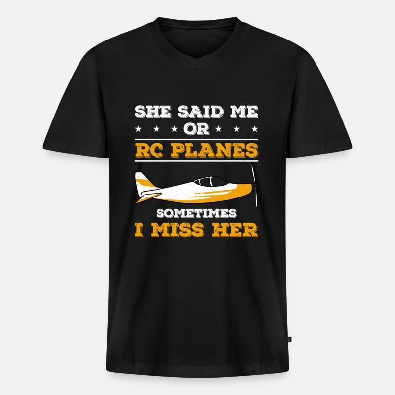 RC-Flugzeug RC-Flugzeug - Männer Premium Bio T-Shirt mit V-Ausschnitt - Schwarz