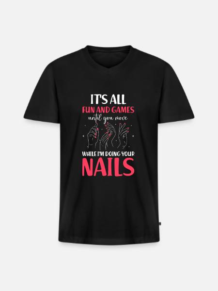 Nail Tech Manicure Nail Technician - Men's Premium Organic T-shirt with V-neck - black
