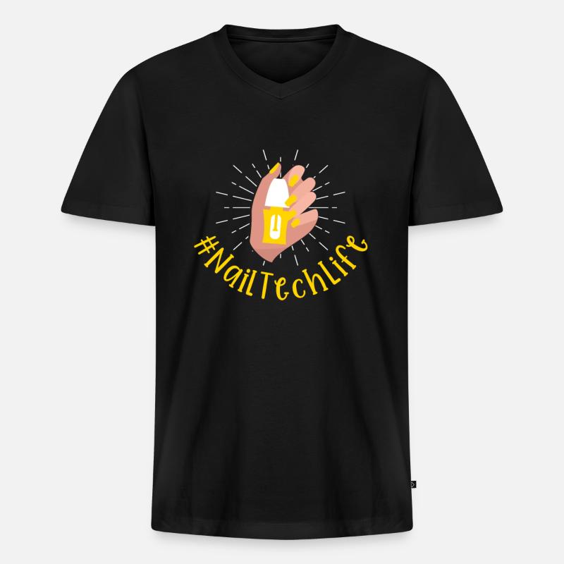 Nail Tech Maniküre Nail Technikerin - Männer Premium Bio T-Shirt mit V-Ausschnitt - Schwarz