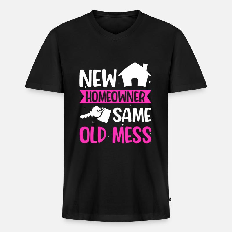 Neuer Hauseigentümer Hauseigentümer - Männer Premium Bio T-Shirt mit V-Ausschnitt - Schwarz