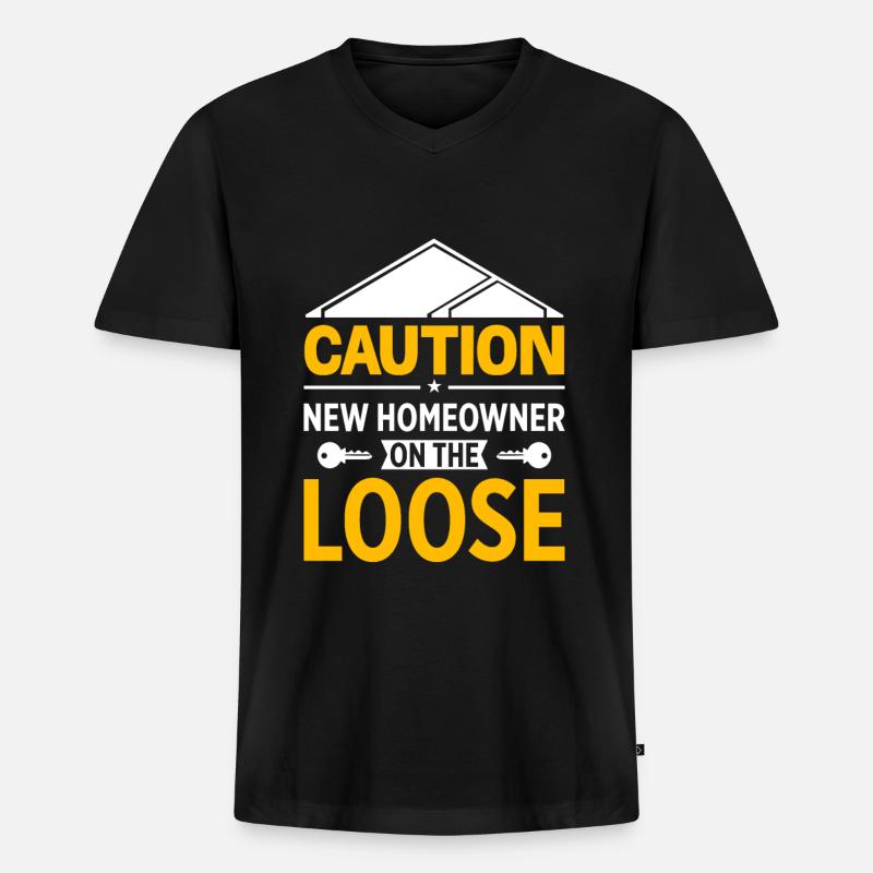 Neuer Hauseigentümer Hauseigentümer - Männer Premium Bio T-Shirt mit V-Ausschnitt - Schwarz