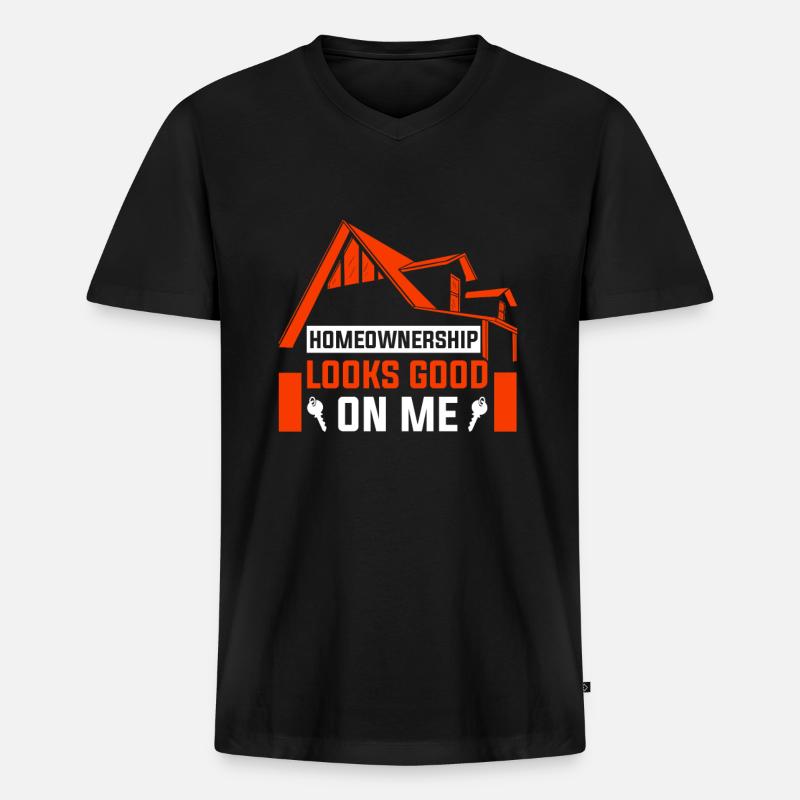 Neuer Hauseigentümer Hauseigentümer - Männer Premium Bio T-Shirt mit V-Ausschnitt - Schwarz