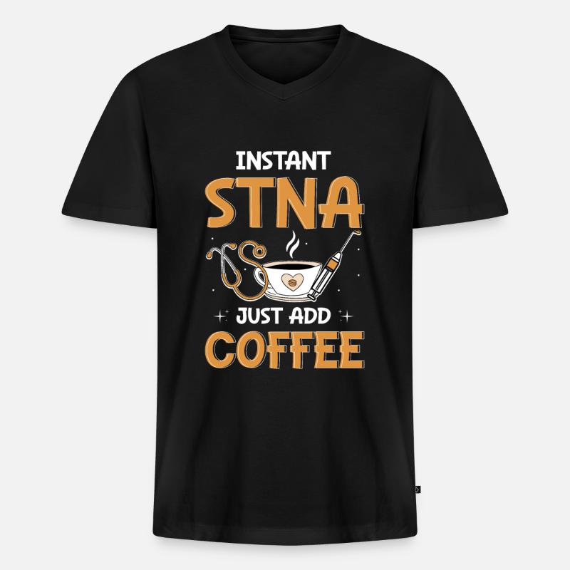 STNA Staatlich geprüfte Pflegeassistentin - Männer Premium Bio T-Shirt mit V-Ausschnitt - Schwarz