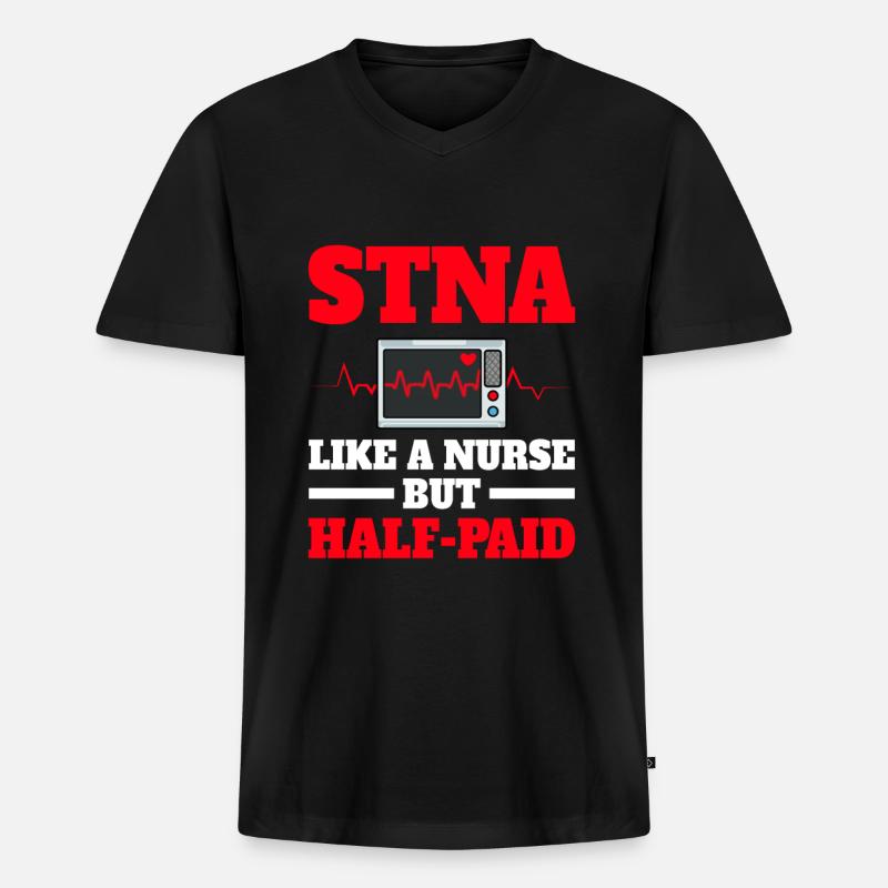 STNA Staatlich geprüfte Pflegeassistentin - Männer Premium Bio T-Shirt mit V-Ausschnitt - Schwarz