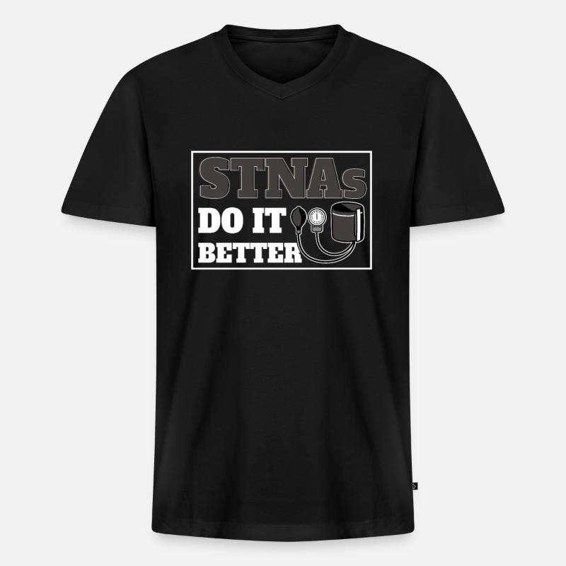 STNA Staatlich geprüfte Pflegeassistentin - Männer Premium Bio T-Shirt mit V-Ausschnitt - Schwarz