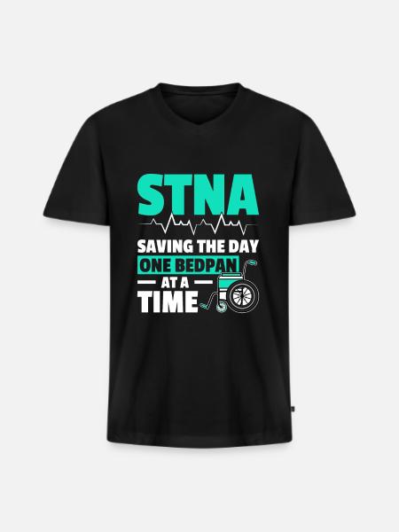 STNA Certified Nursing Assistant - Men's Premium Organic T-shirt with V-neck - black