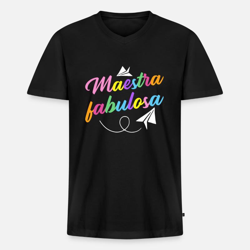 Spanischlehrerin Maestra Bilinguale Lehrerin - Männer Premium Bio T-Shirt mit V-Ausschnitt - Schwarz