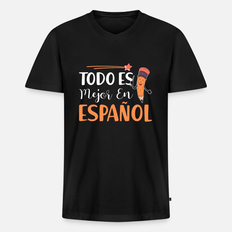 Spanischlehrerin Maestra Bilinguale Lehrerin - Männer Premium Bio T-Shirt mit V-Ausschnitt - Schwarz